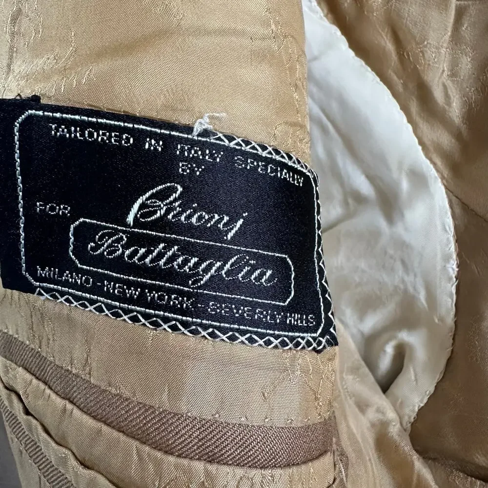 Brioni Battaglia Sports Coat Blazer 2 Button Jacket Tan Made In Italy‎